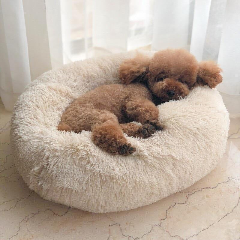 Calming Dog Bed – Plush Donut Cuddler for Dogs & Cats with Soft Faux Fur