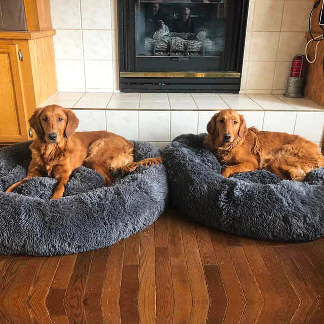 Calming Dog Bed – Plush Donut Cuddler for Dogs & Cats with Soft Faux Fur