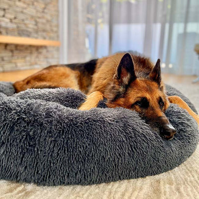 Calming Dog Bed – Plush Donut Cuddler for Dogs & Cats with Soft Faux Fur