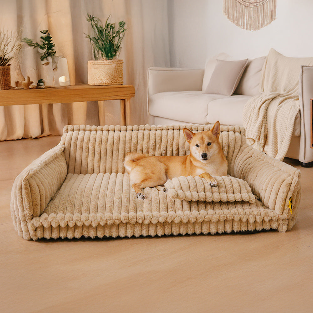 Large Orthopedic Dog Bed | Washable Fluffy Sofa Pillow for Medium & Large Dogs