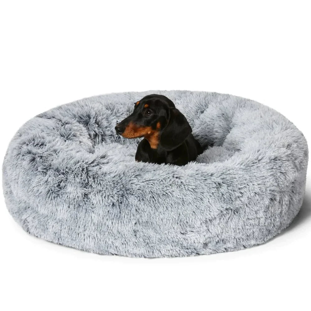 Calming Dog Bed – Plush Donut Cuddler for Dogs & Cats with Soft Faux Fur