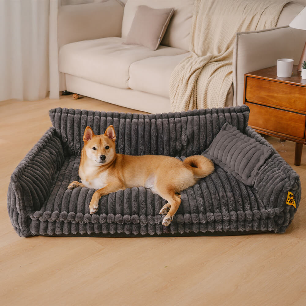 Large Orthopedic Dog Bed | Washable Fluffy Sofa Pillow for Medium & Large Dogs
