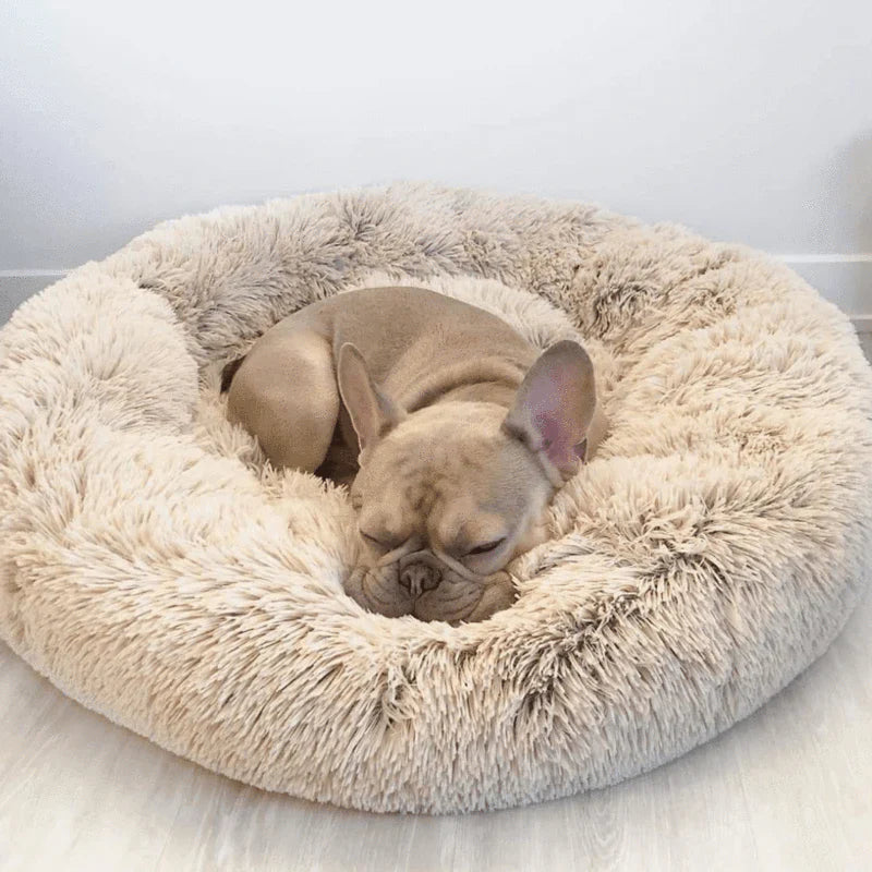 Calming Dog Bed – Plush Donut Cuddler for Dogs & Cats with Soft Faux Fur