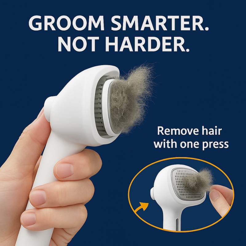 Ergonomic Pet Grooming Brush for Dogs & Cats