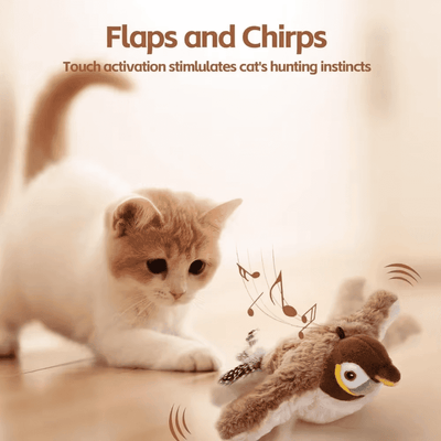 Flappy Bird Cat Toy | Realistic Flapping Wings & Chirping Sounds - USB Rechargeable Interactive Toy