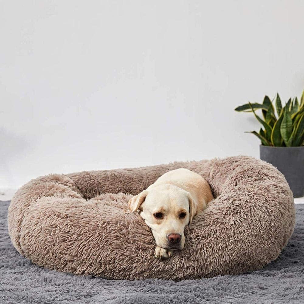 Calming Dog Bed – Plush Donut Cuddler for Dogs & Cats with Soft Faux Fur