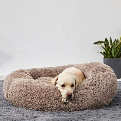 Calming Dog Bed – Plush Donut Cuddler for Dogs & Cats with Soft Faux Fur