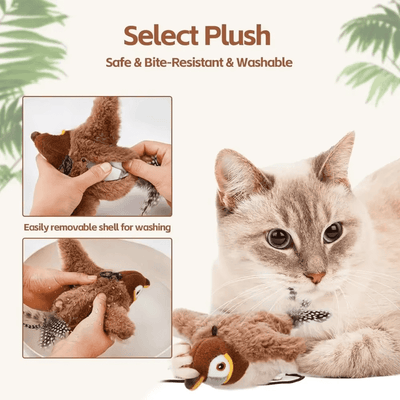Flappy Bird Cat Toy | Realistic Flapping Wings & Chirping Sounds - USB Rechargeable Interactive Toy