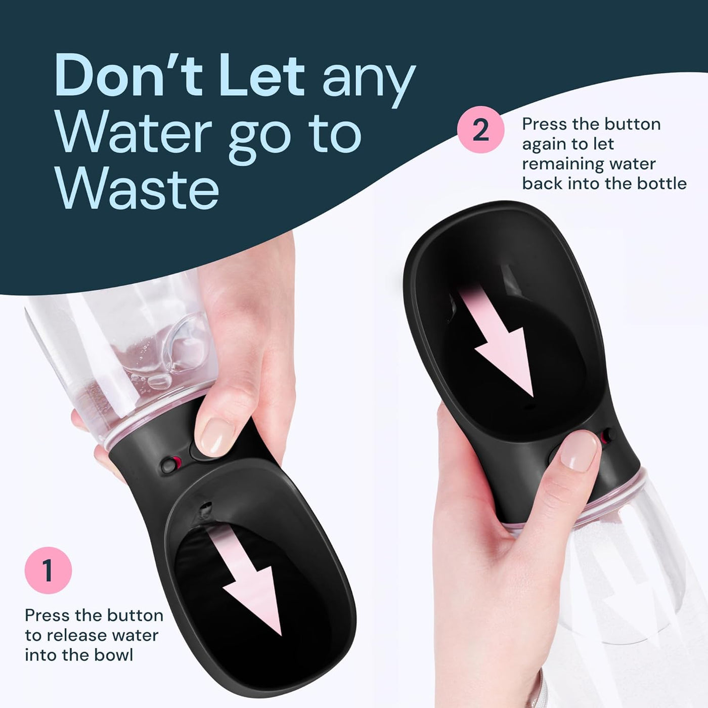 Portable Dog Water Bottle – Leak-Proof Pet Travel Dispenser with Built-In Bowl for Walking & Hiking