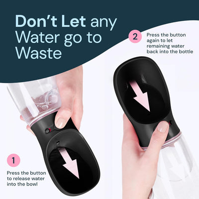 Portable Dog Water Bottle – Leak-Proof Pet Travel Dispenser with Built-In Bowl for Walking & Hiking
