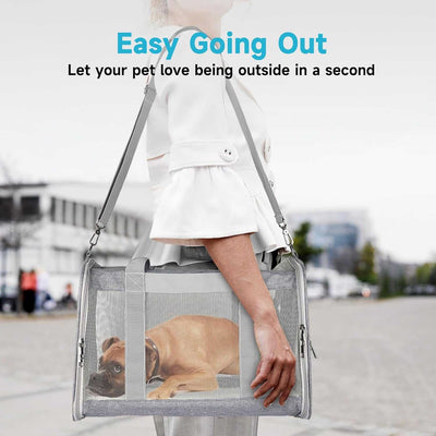 Large Cat & Dog Carrier – Soft-Sided Collapsible Travel Bag for Pets up to 25 lbs