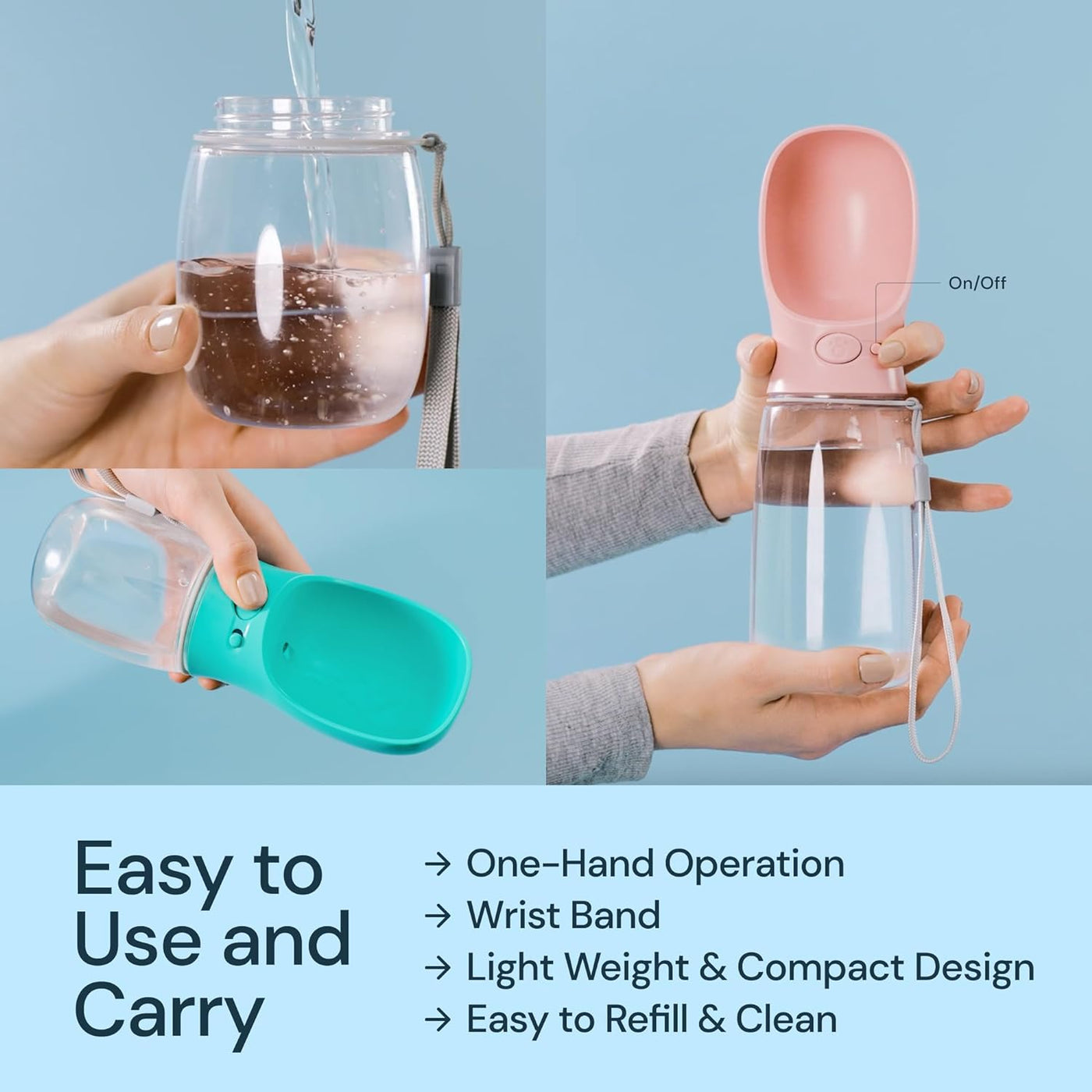 Portable Dog Water Bottle – Leak-Proof Pet Travel Dispenser with Built-In Bowl for Walking & Hiking
