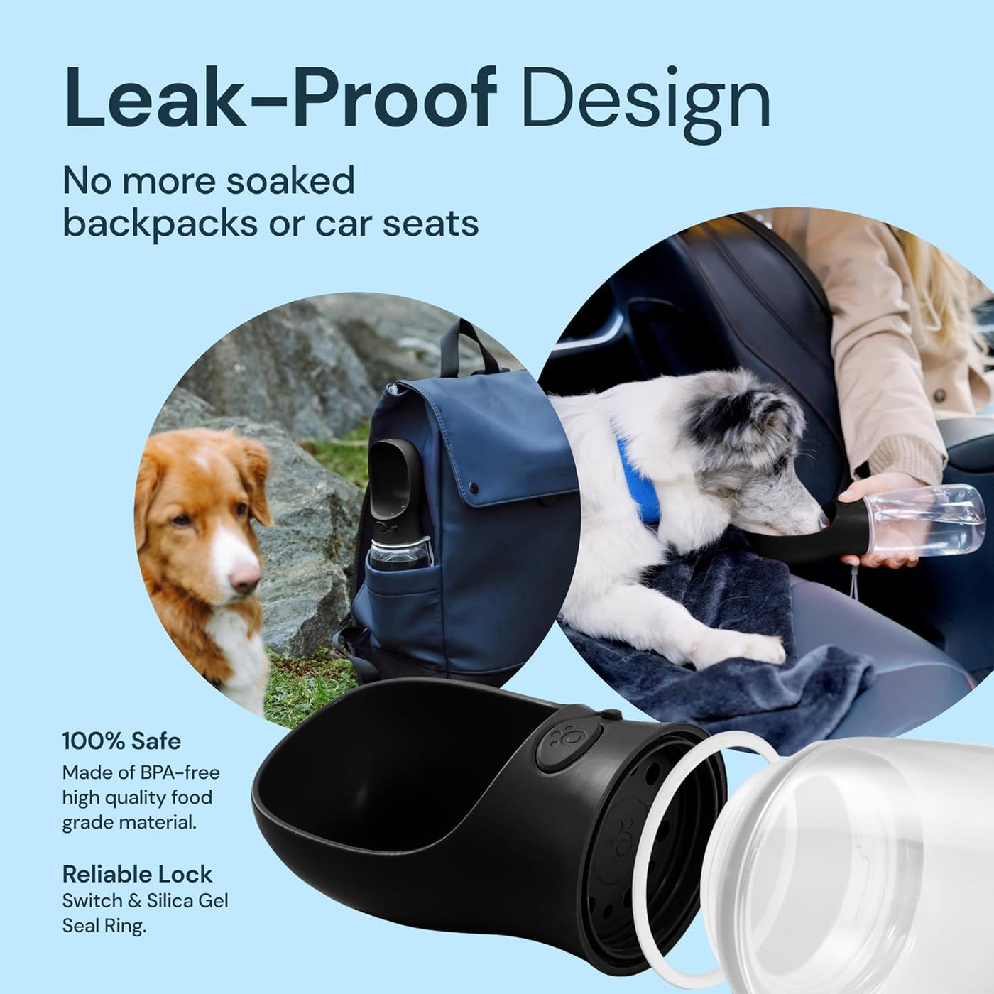 Portable Dog Water Bottle – Leak-Proof Pet Travel Dispenser with Built-In Bowl for Walking & Hiking