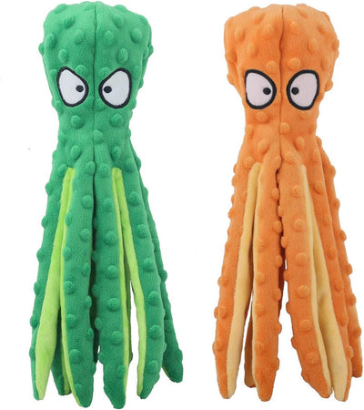 Whiskerspot Octopus Dog Toy - Indestructible Squeaky Chew Toy for Aggressive Chewers, No-Stuffing Crinkle Plush for Puppy Teething