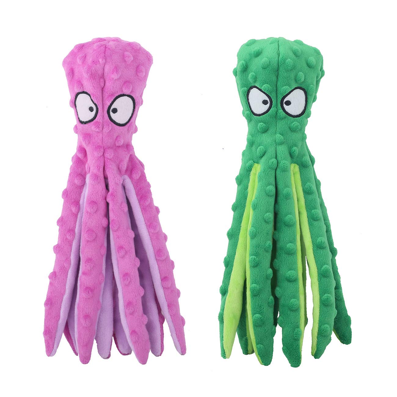 Whiskerspot Octopus Dog Toy - Indestructible Squeaky Chew Toy for Aggressive Chewers, No-Stuffing Crinkle Plush for Puppy Teething
