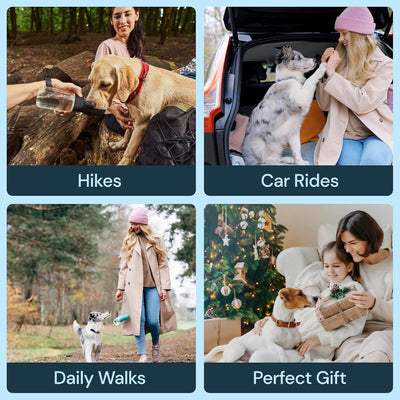 Portable Dog Water Bottle – Leak-Proof Pet Travel Dispenser with Built-In Bowl for Walking & Hiking