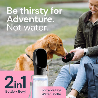 Portable Dog Water Bottle – Leak-Proof Pet Travel Dispenser with Built-In Bowl for Walking & Hiking