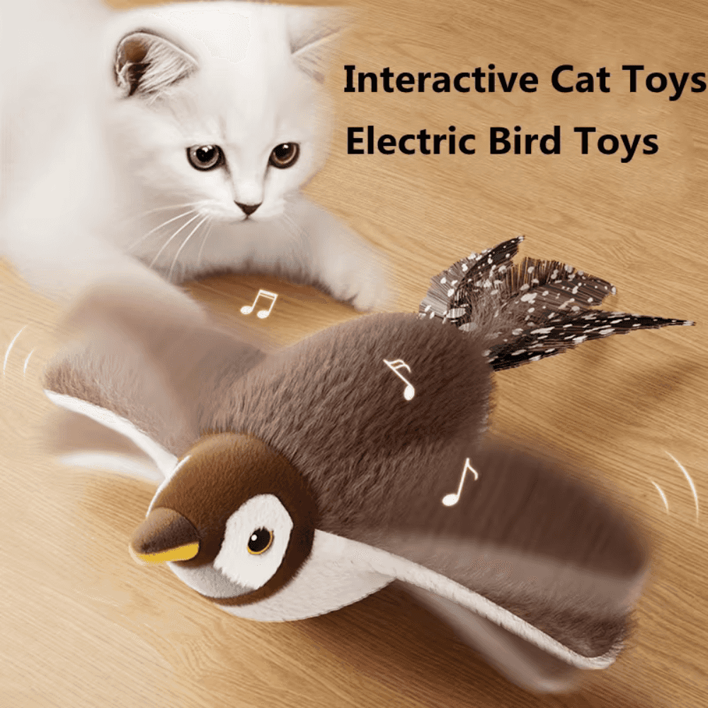 Flappy Bird Cat Toy | Realistic Flapping Wings & Chirping Sounds - USB Rechargeable Interactive Toy