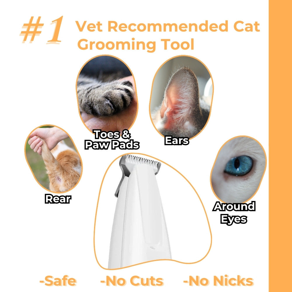 Low-Noise Cat Grooming Trimmer Kit - Cordless Pet Clipper