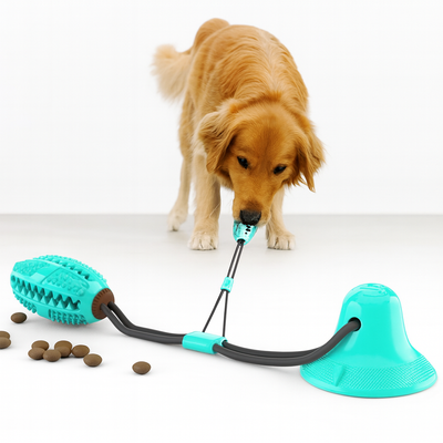 Playbrush Suction Cup Dog Chew Toy - Teeth Cleaning Interactive Tugger