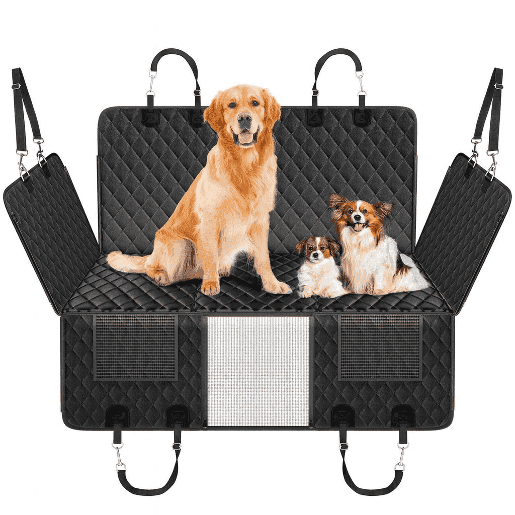 Dog Car Seat Cover - 3 Hard Panels, Waterproof, Backseat Extender, Large Dogs