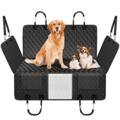 Dog Car Seat Cover - 3 Hard Panels, Waterproof, Backseat Extender, Large Dogs