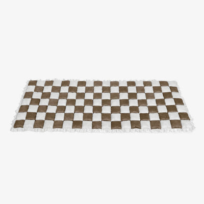 Cream-colored Large Plaid Square Fuzzy Pet Dog Mat Bed Couch Cover