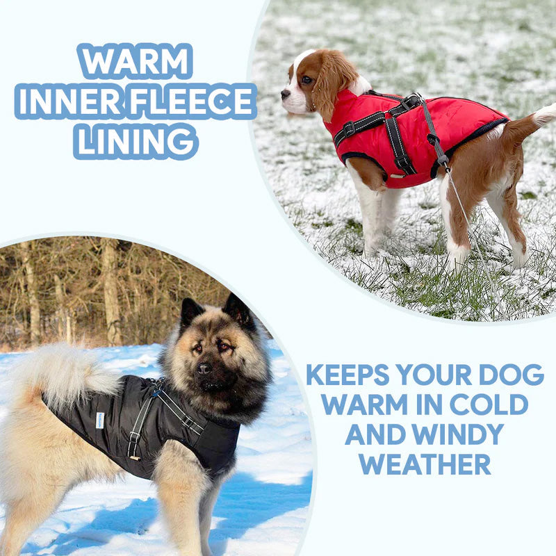 Dog Winter Fleece Jacket with Harness – Dog Coat for Cold Weather