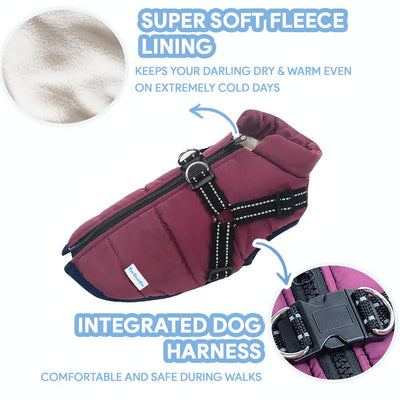 Dog Winter Fleece Jacket with Harness – Dog Coat for Cold Weather