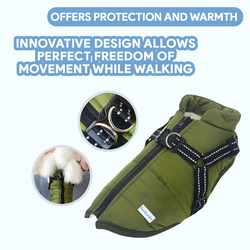 Dog Winter Fleece Jacket with Harness – Dog Coat for Cold Weather