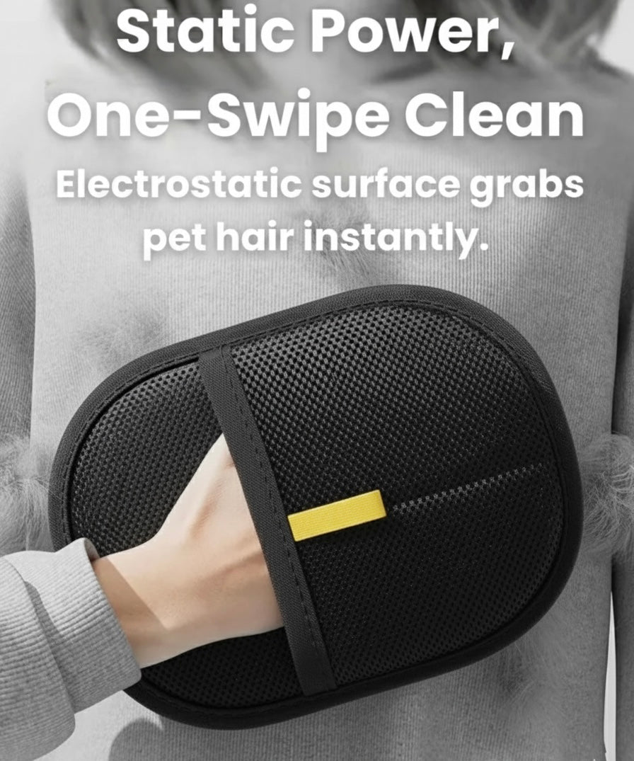 Pet Hair Removal Glove with Dual-Sided Electrostatic Bristles