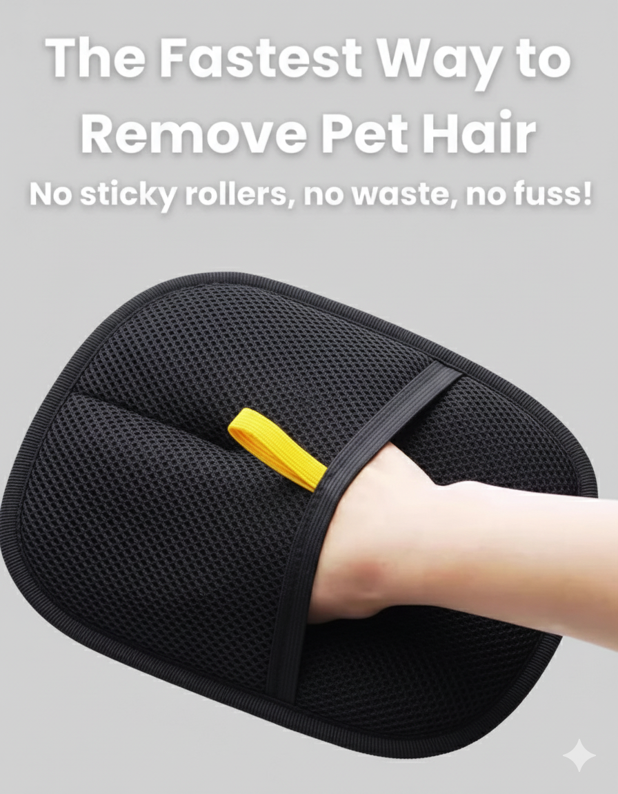 Pet Hair Removal Glove with Dual-Sided Electrostatic Bristles