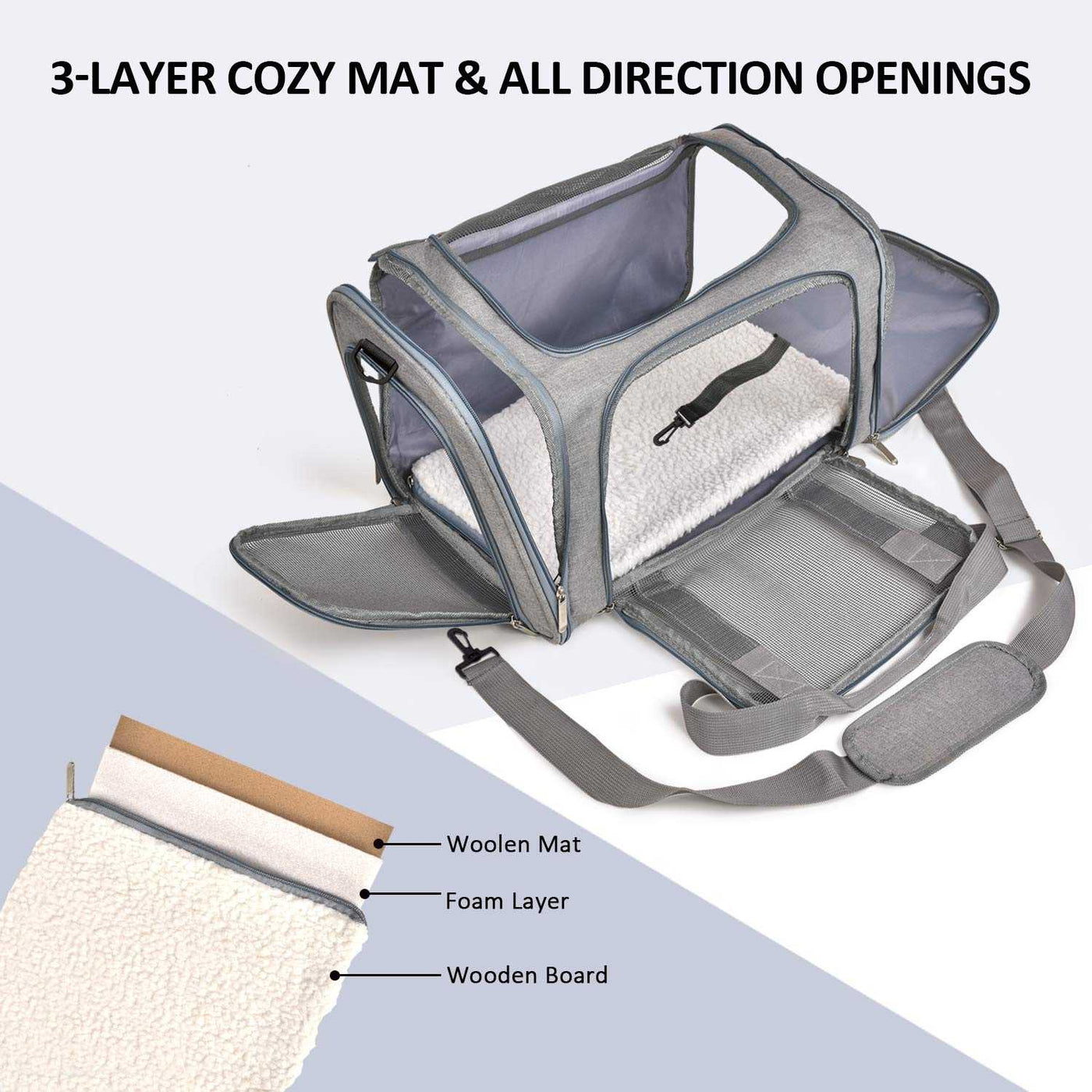 Large Cat & Dog Carrier – Soft-Sided Collapsible Travel Bag for Pets up to 25 lbs
