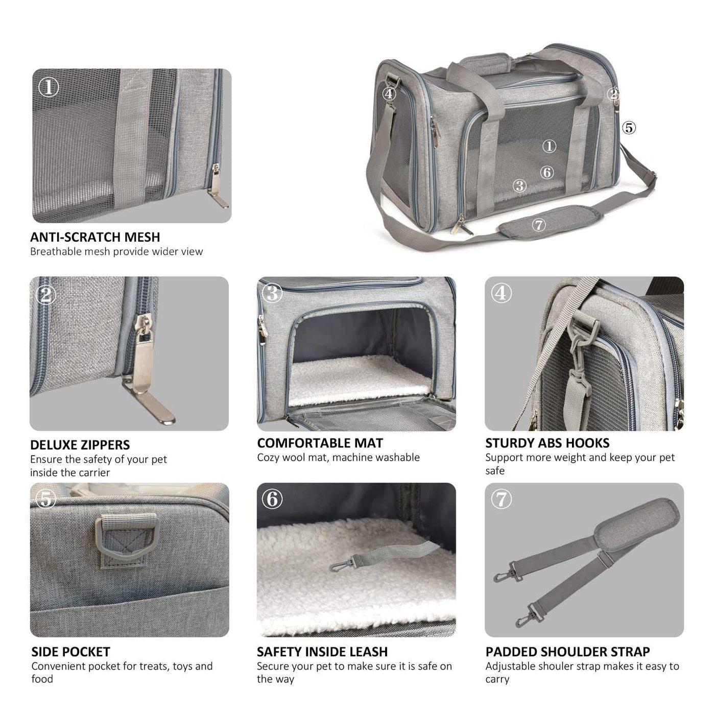 Large Cat & Dog Carrier – Soft-Sided Collapsible Travel Bag for Pets up to 25 lbs