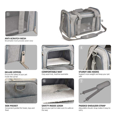 Large Cat & Dog Carrier – Soft-Sided Collapsible Travel Bag for Pets up to 25 lbs