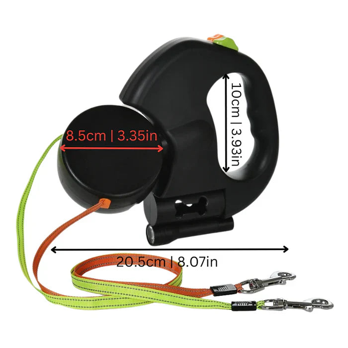 Dual Dog Leash – Tangle-Free Two-Dog Leash with 360° Swivel & Built-In LED Light