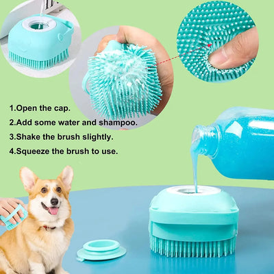 Dog Bath & Grooming Brush – 2-in-1 Shampoo & Massage Tool