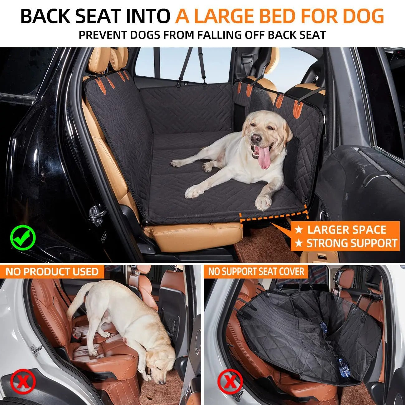 Hard Bottom Dog Car Seat Cover – Waterproof & Scratchproof Back Seat Protector for Cars