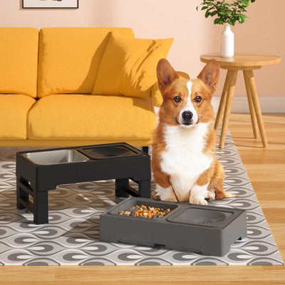 Adjustable Stainless Steel Double Dog Bowls with Elevated Stand – Perfect for Large Pets