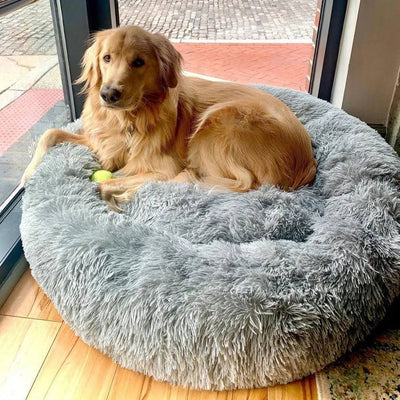 Calming Dog Bed – Plush Donut Cuddler for Dogs & Cats with Soft Faux Fur