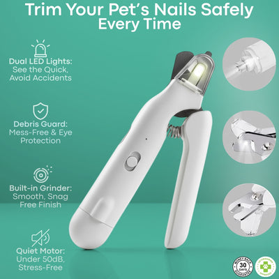 SafeTrim  | LED Pet Nail Clipper for Dogs & Cats, Safe Claw Grooming Tool