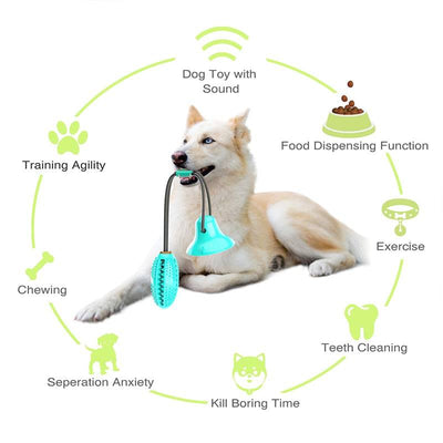 Playbrush Suction Cup Dog Chew Toy - Teeth Cleaning Interactive Tugger