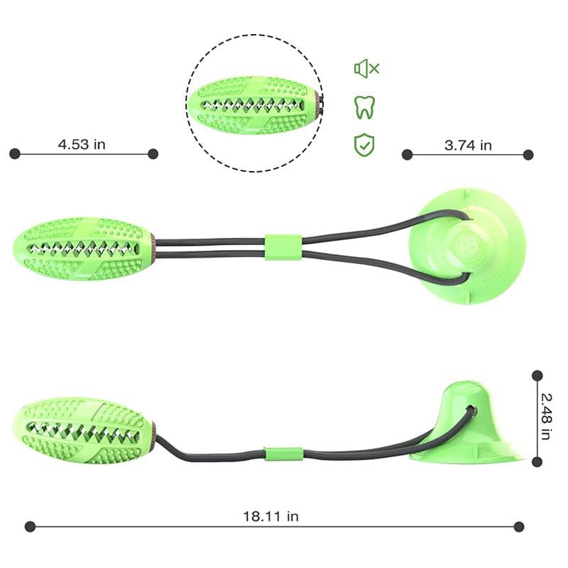 Playbrush Suction Cup Dog Chew Toy - Teeth Cleaning Interactive Tugger