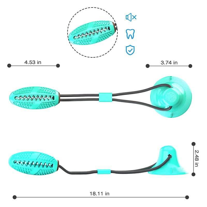 Playbrush Suction Cup Dog Chew Toy - Teeth Cleaning Interactive Tugger