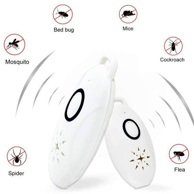 Portable USB Ultrasonic Pest Repeller - Personal Tick & Mosquito Keychain for Pets & Hiking